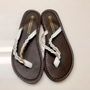 Aeropostale Dark Brown & White Braided Flip Flops